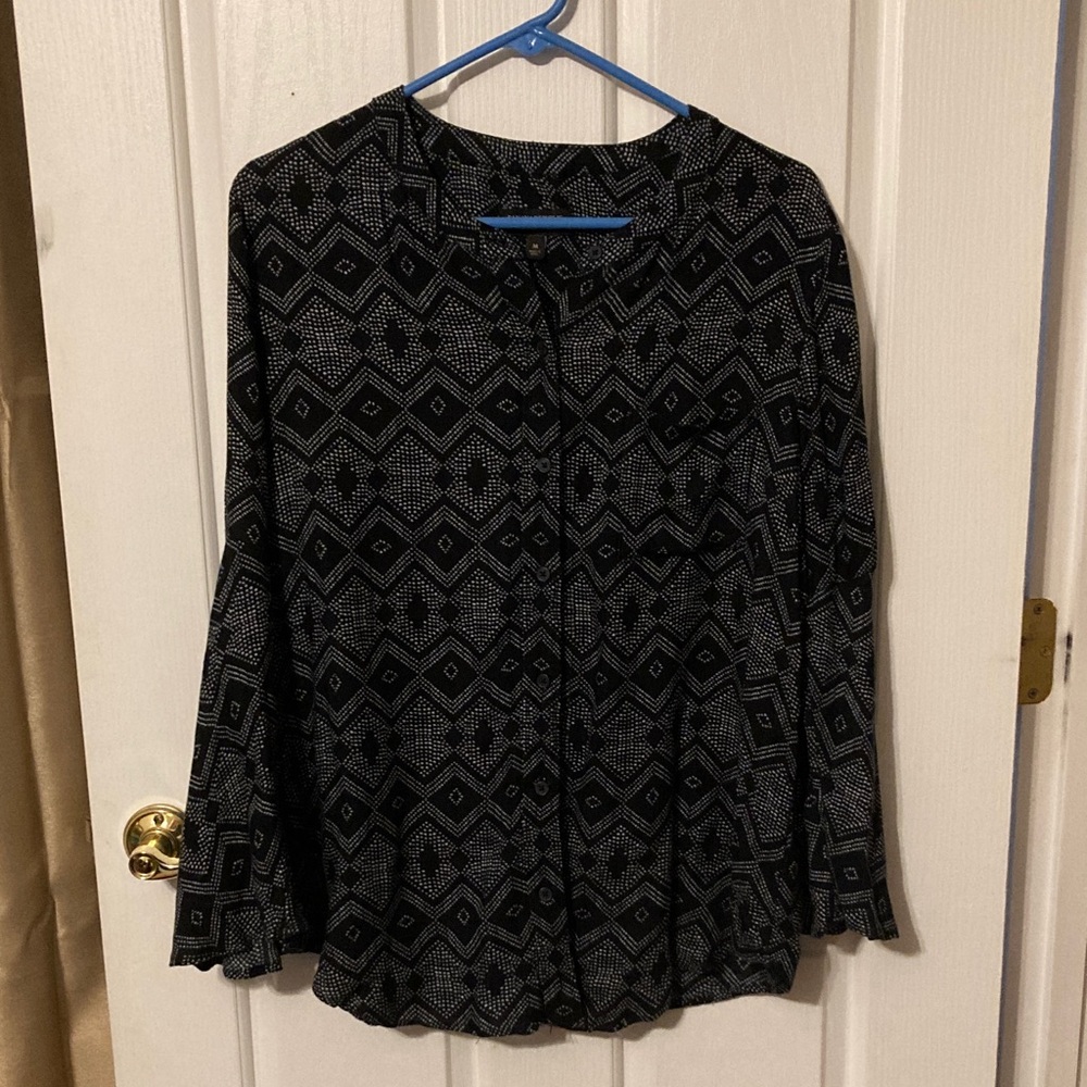 Banana Republic Black and White Patterned Blouse